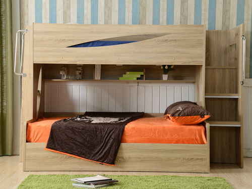 Cove White Single Over Double Convertible Gas Lift Storage Bunk Bed
