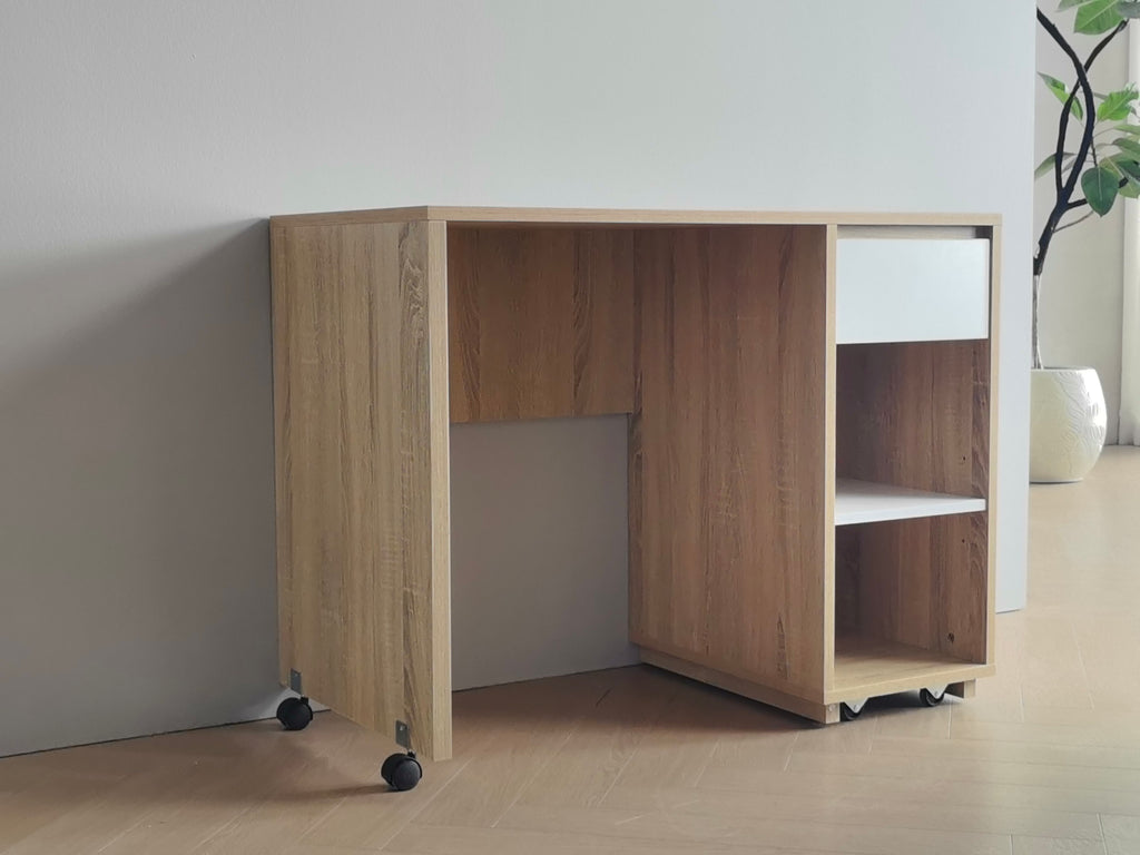 Miro White King Single Mid Sleeper with Pull-Out Desk & Storage