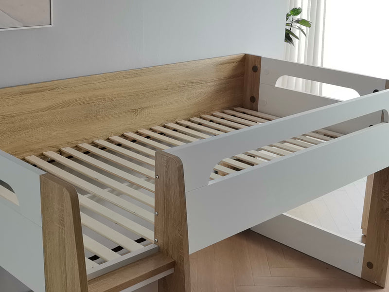 Miro White King Single Mid Sleeper with Pull-Out Desk & Storage