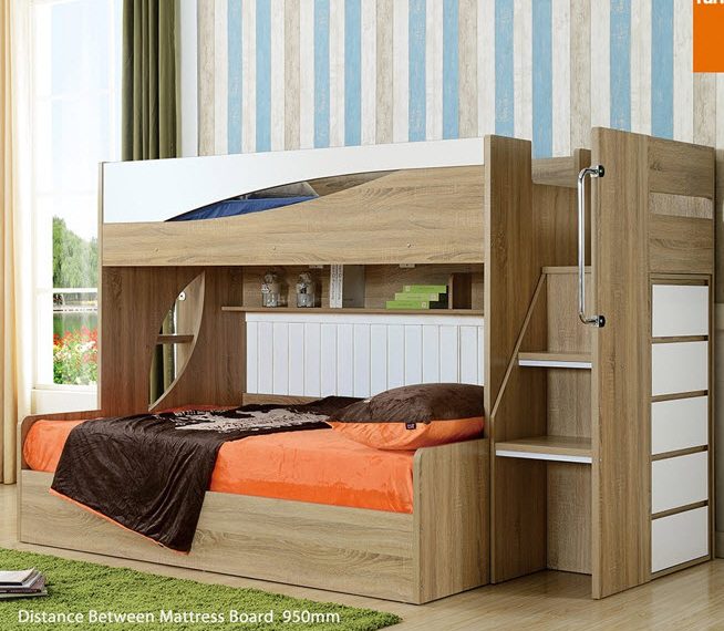 Cove White Single Over Double Convertible Gas Lift Storage Bunk Bed